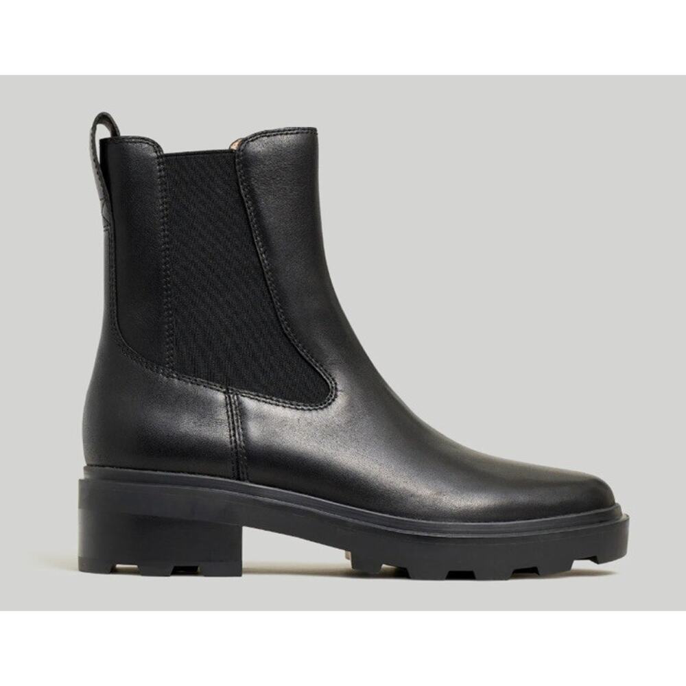 Madewell The Wyckoff Chelsea Lugsole Boots •9•True Black Leather Pull On NN020